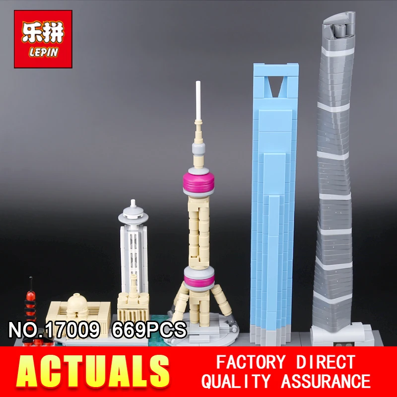 

Lepin 17009 669Pcs Compatible The 21039 Genuine Building Series The View Skyline of Shanghai Street Building Blocks Bricks