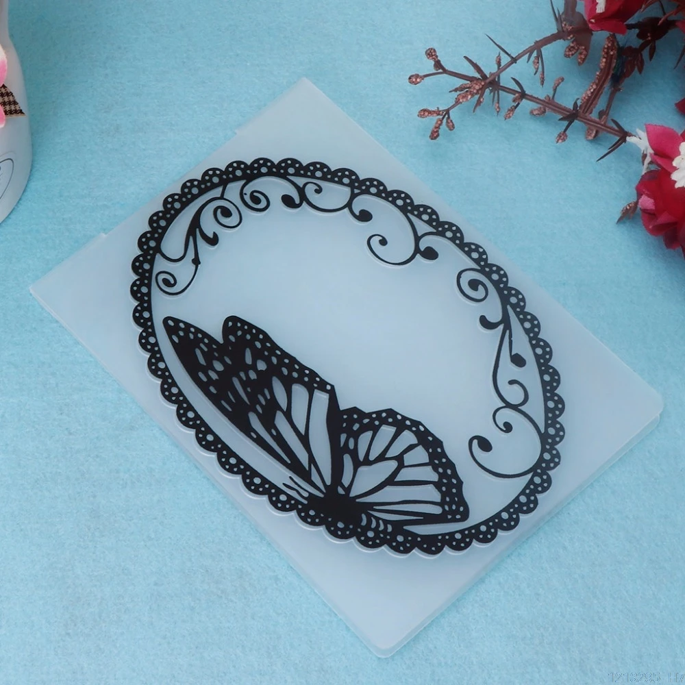 Пластиковый с тиснением папка шаблон для DIY альбом для скрапбукинга картон для творчества бабочка зеркало