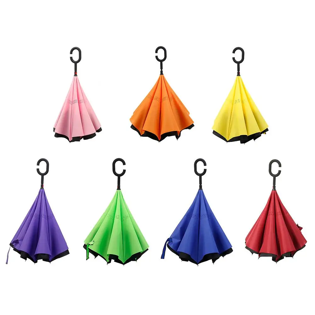 

7 Colors Folding Reverse Umbrella Double Layer Inverted Windproof Rain UV Protection Car Umbrellas For For Car And Outdoor Use