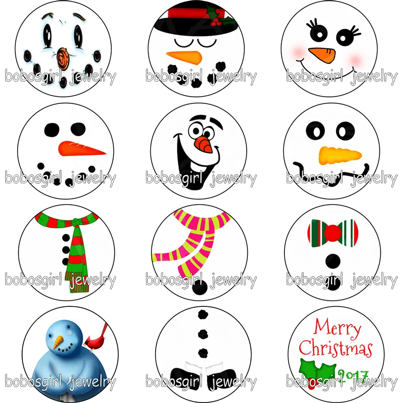 

Christmas Snowman glass Snap button photo glass cabochon GS9780