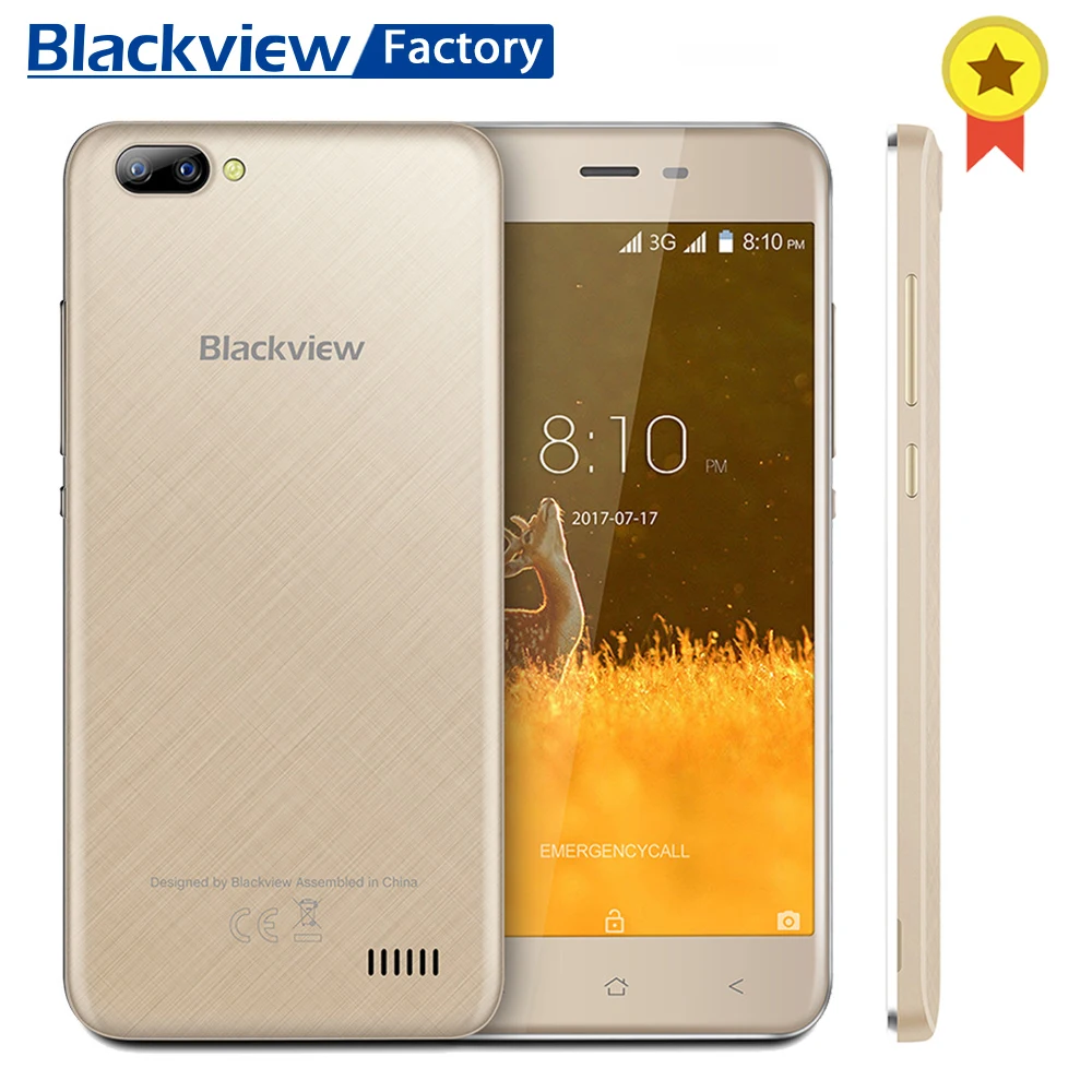 Blackview A7 смартфон 5 0 дюймов HD экран Android 7 мобильный телефон MT6580 четырехъядерный gps 3g
