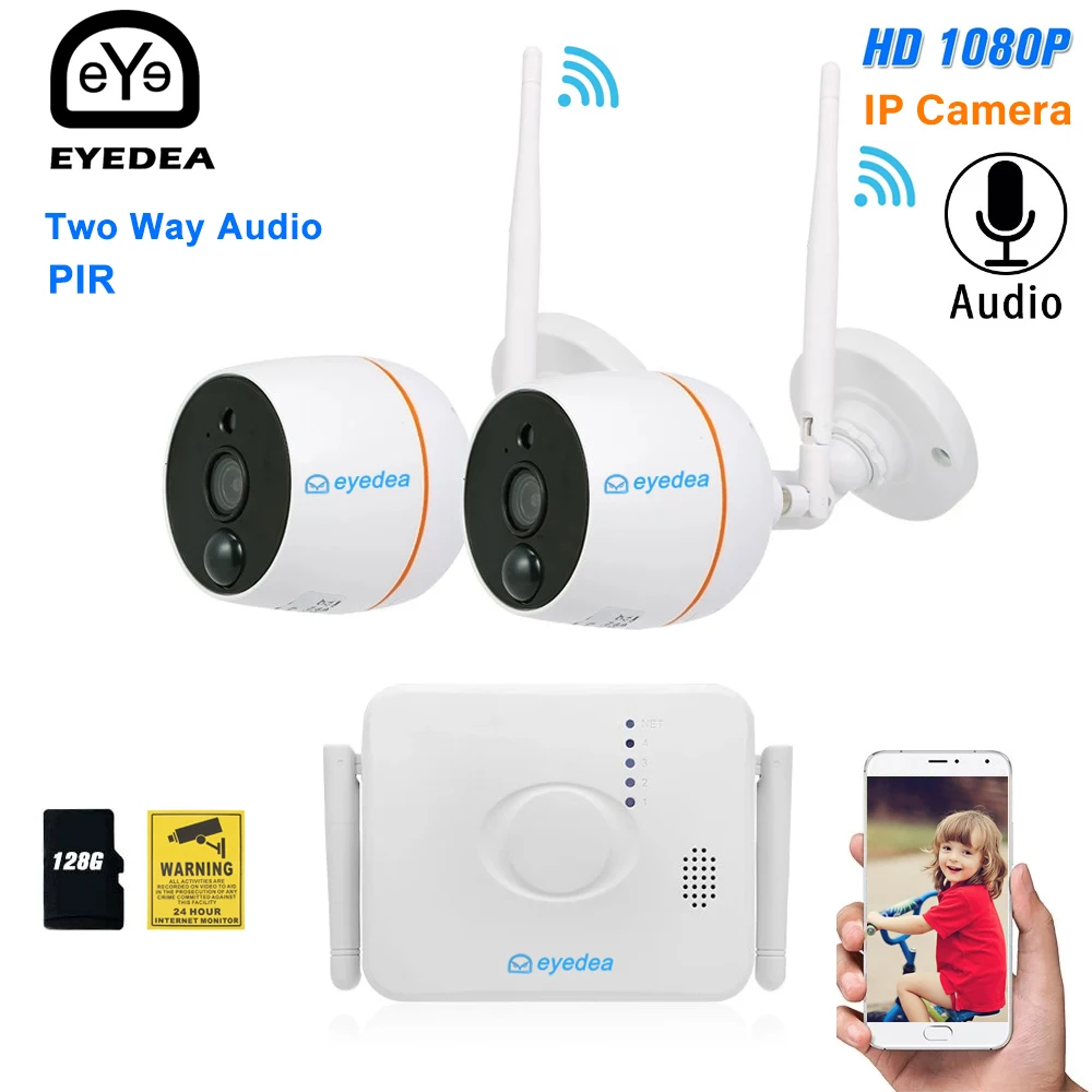 

Eyedea 4CH 1080P NVR Kit CCTV Security System and 2PCS Audio Record Sound IP Camera P2P Indoor Outdoor Video Surveillance System