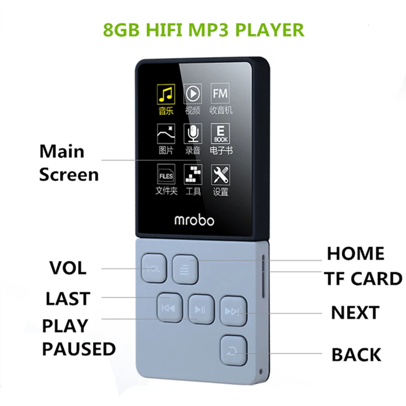 Mp3 плеер C6 8G с OLED экраном 2018 дюйма 80 часов воспроизведения музыкальный Hi Fi