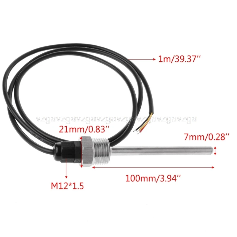 

DS18B20 Digital Temperature Sensor G1/2" Thread Probe DIA=7mm 3-core Wire SUS304 N26 dropship