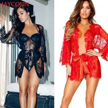 

JAYCOSIN Summer Women Lingerie Babydoll Sexy Sleepwear Underwear Lace Coat Nightwear +G-string F8083 Free Shiping