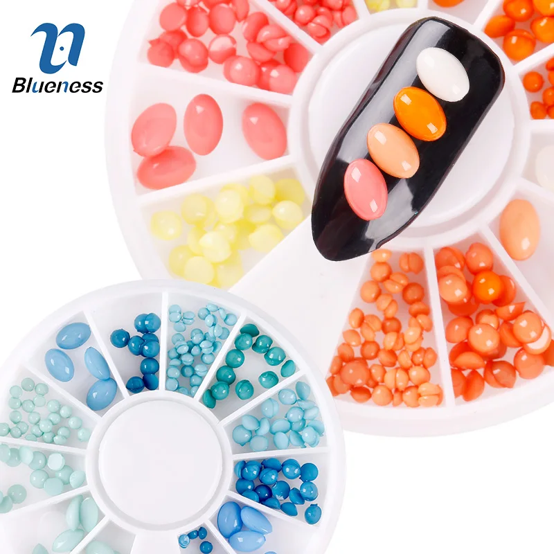 

Blueness 1 Box Orange Blue Color Moroccan Natural Stone Turquoise and Marrakech Stone Nail Art Decoration Rhinestones Manicure