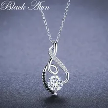 Трендовые женские ожерелья из серебра 925 пробы, подвески, ювелирные изделия черного цвета и ожерелье из белых камней, Женские Ювелирные изделия P081