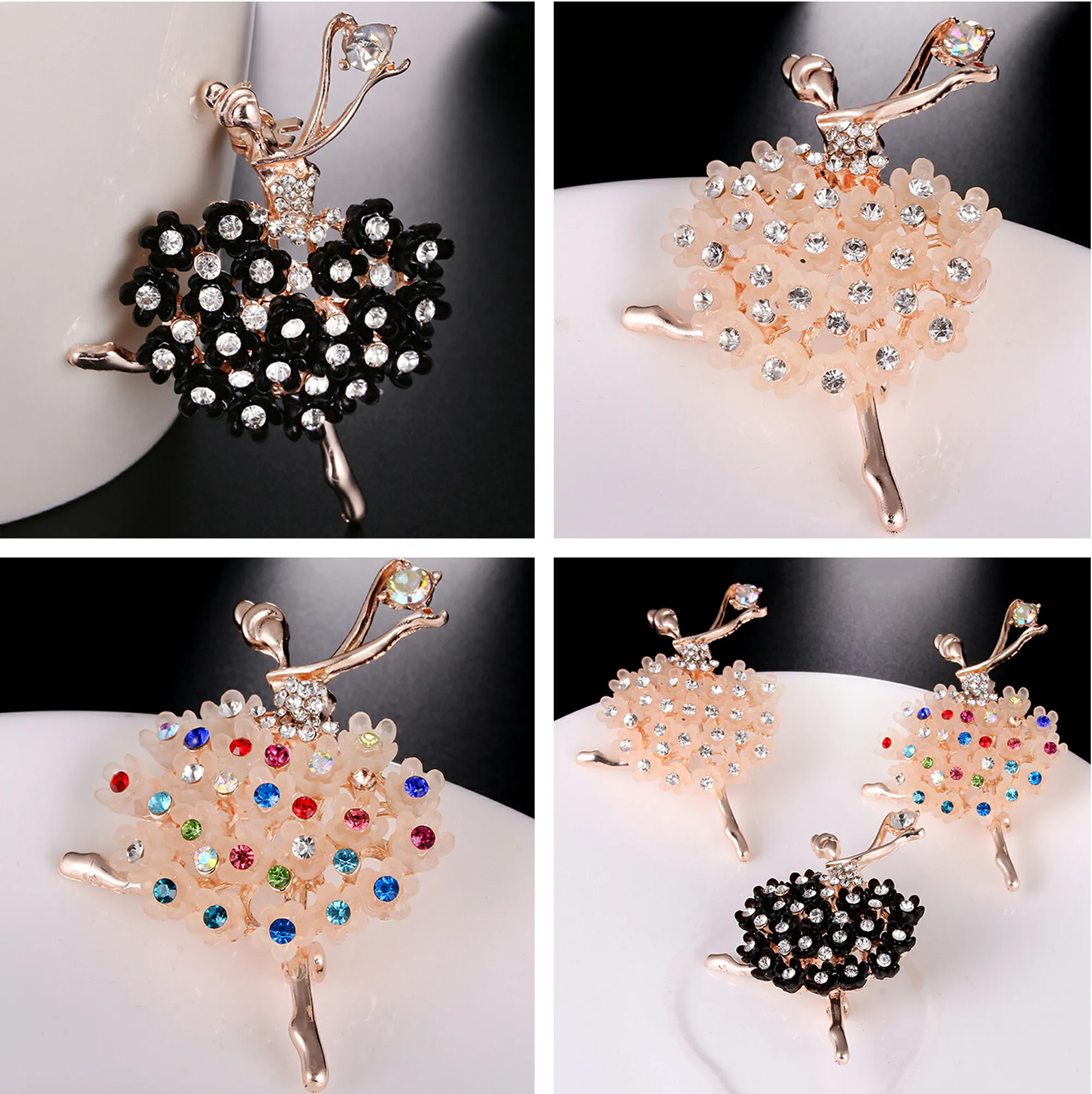 

Dance Girls Swan Lake Ballet Dancing Girl Shinning Crystal Glass Brooches Pin Up Clips Scarf Hats Shoulder Corsages Bouquet
