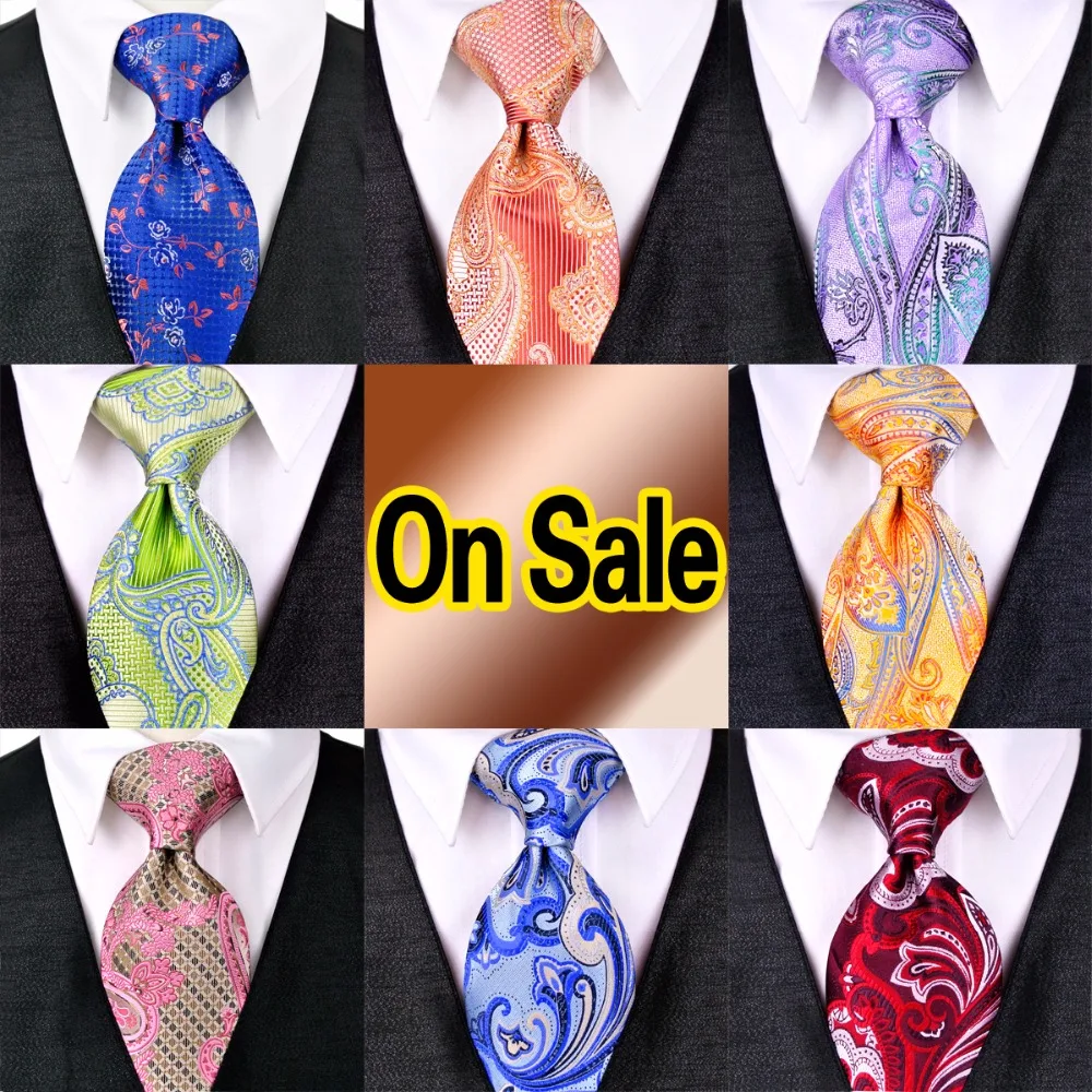 

On Sale Pcs Floral Stripes Paisley Checked Blue Red Green Yellow Black Gray Orange Pink Mens Ties Neckties 100% Silk Wholesale