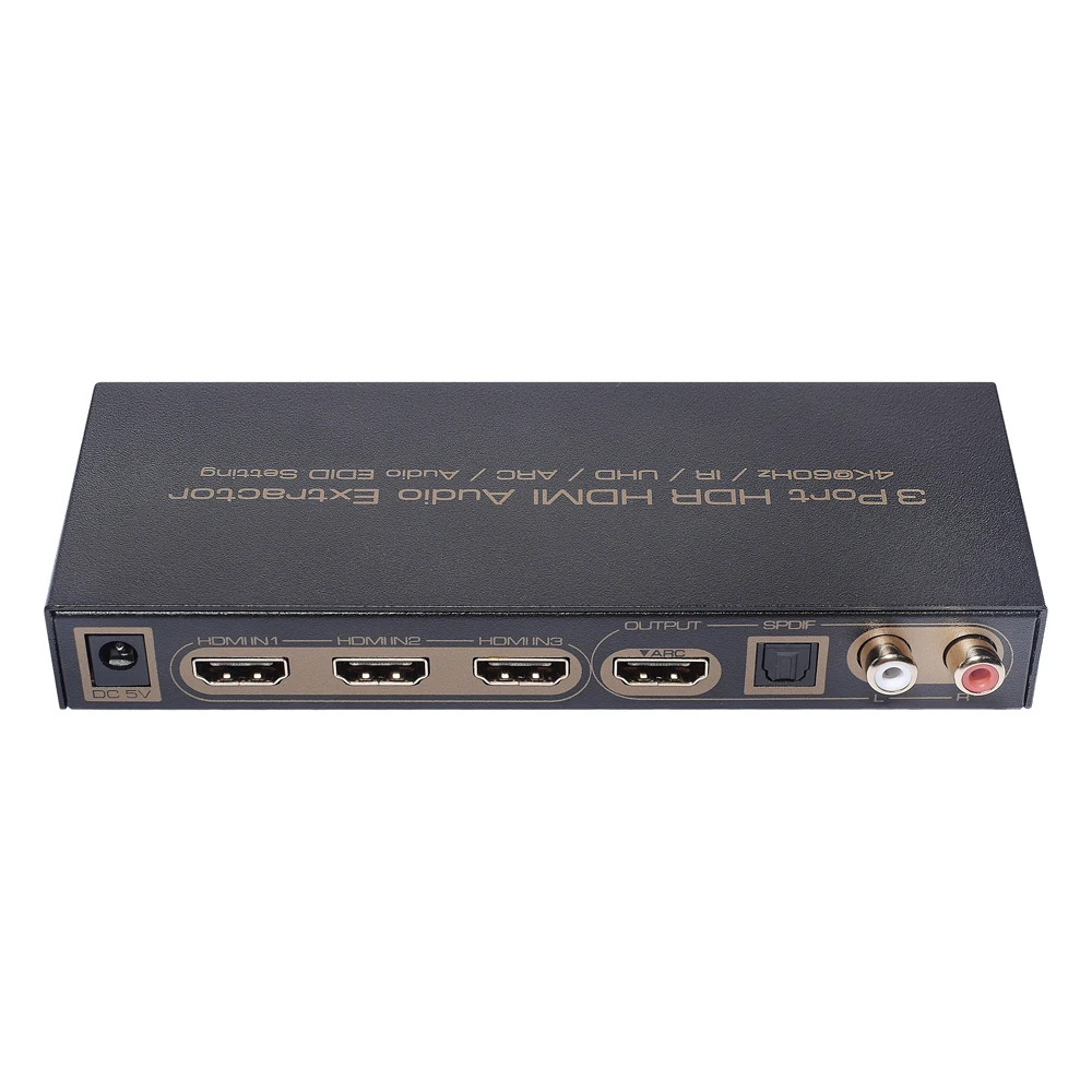 

HDMI 2.0 Audio Extractor HDMI Switch 3x1 4K 60Hz UHD ARC Audio EDID Converter with SPDIF L/R output for TV DVD