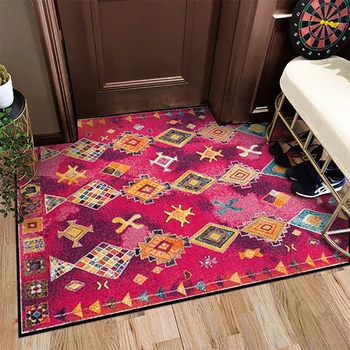 

Bohemia Ethnic Style Geometry Diamond Plaid Rugs Non-slip Washable Durable Area Rug for Bath Livingroom/Bedroom/Hallway Doormat