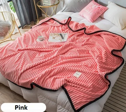 Мягкое розово-желтое Полосатое одеяло на диване для путешествий/покрывало для кровати/автомобильные декоративные портативные пледы, Надувное покрывало - Цвет: Pink