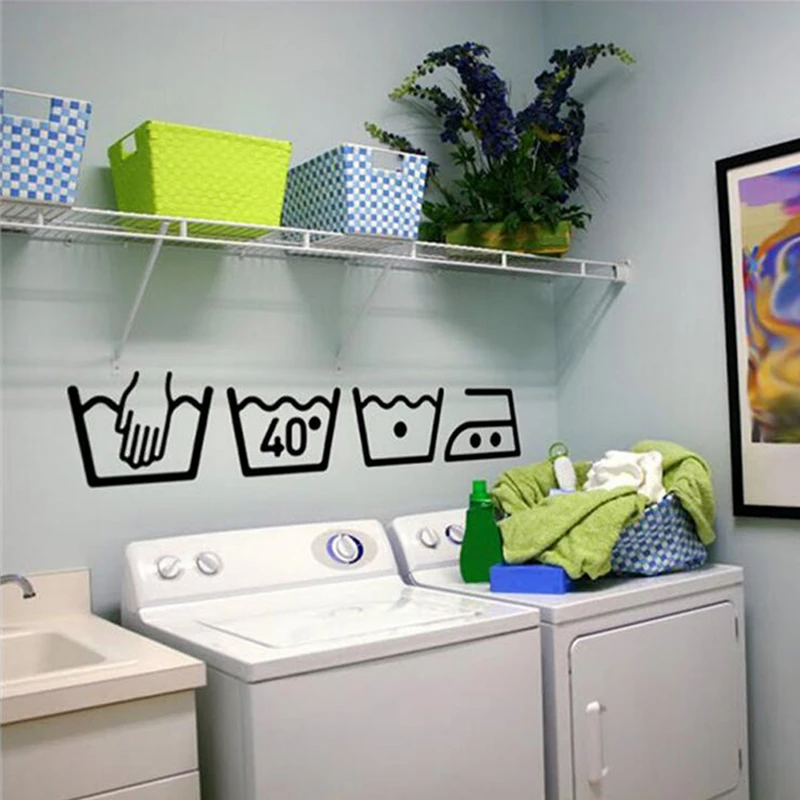Pegatina extraíble para lavadora, Mural de vinilo artístico la habitación del hogar, pegatinas de pared en pared para lavaderos|Adhesivos para pared| - AliExpress