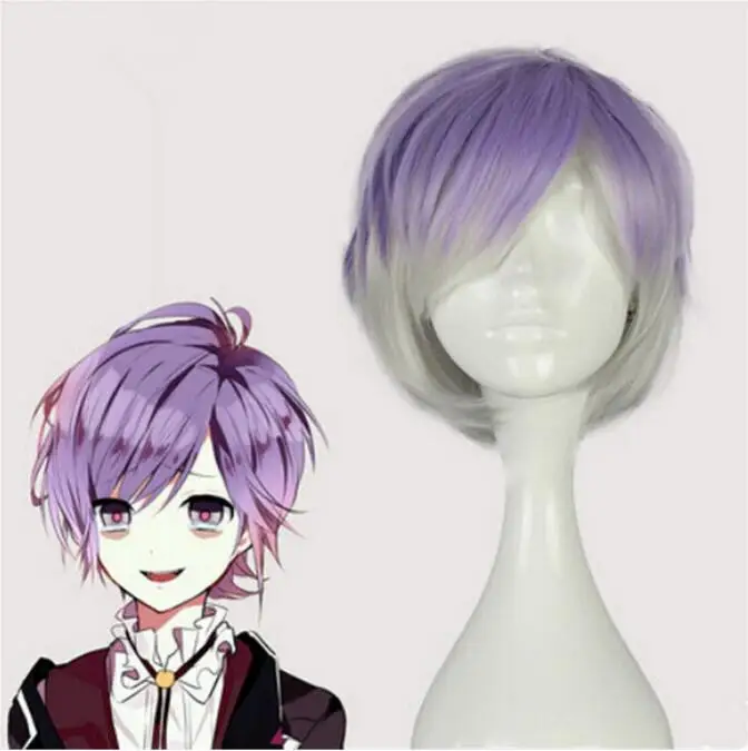 Ювелирные изделия парик Косплей парики Diabolik Lovers Sakamaki Kanato короткий градиент фиолетовый костюм парик