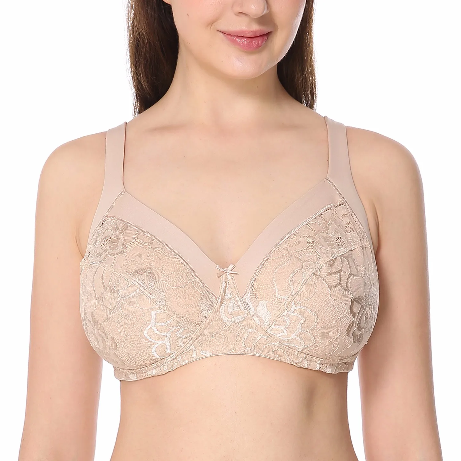 Women's New Wireless Plus Size No Padding Elegant Lace Comfortable Support Brain Bras from