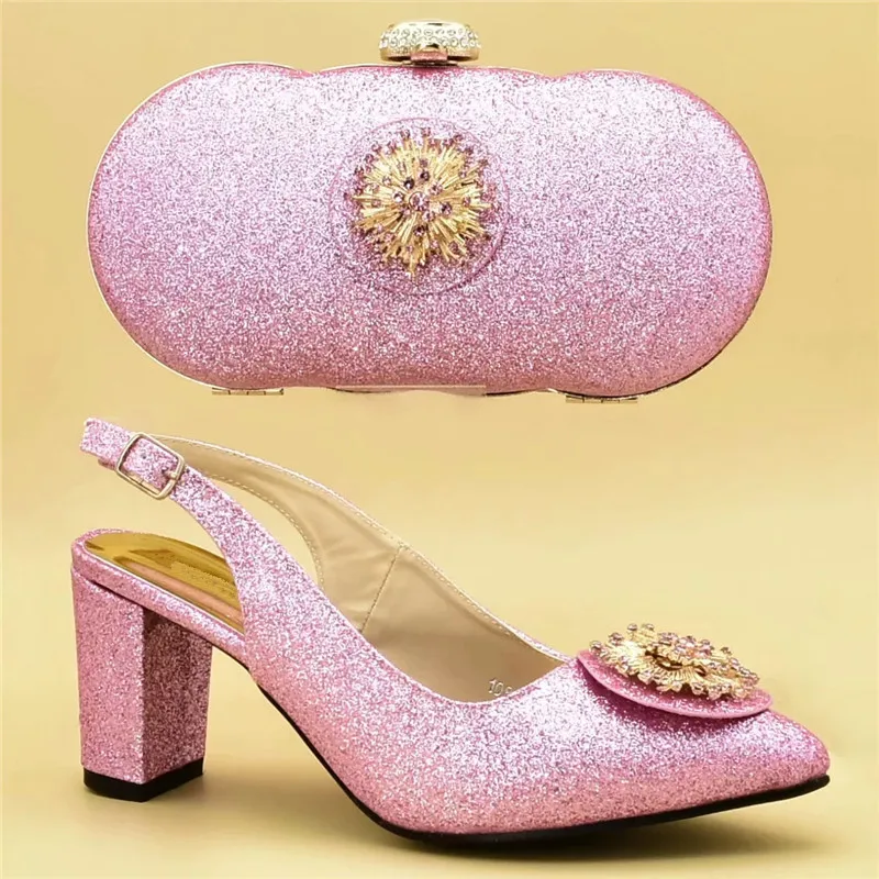 

New Fashion Women Shoes and Bags To Match Set Italy Italian Shoes with Matching Bags Set Decorated with Appliques Party Pumps