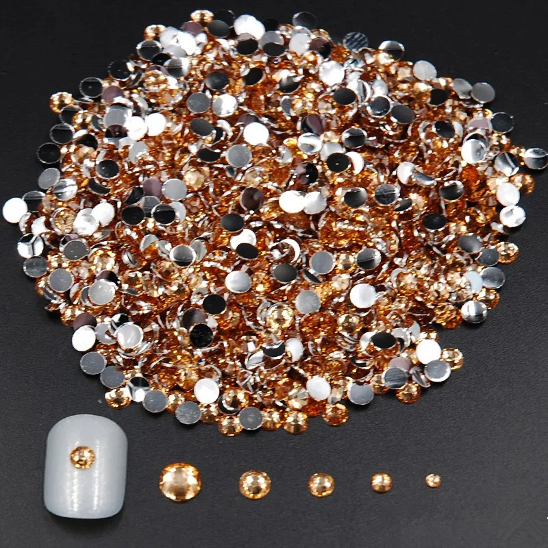 

Mixed Sizes 2000pcs New Arrival 2mm-5mm Acrylic flat back Rhinestones Light Peach Colors 3D Nail Art Acrylic UV Gel Tips Glitter
