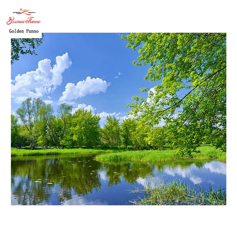 

Golden Panno,Needlework,DIY DMC Cross stitch,Sets For Embroidery kits,Precise unprinted green Patterns Counted Cross-stitching