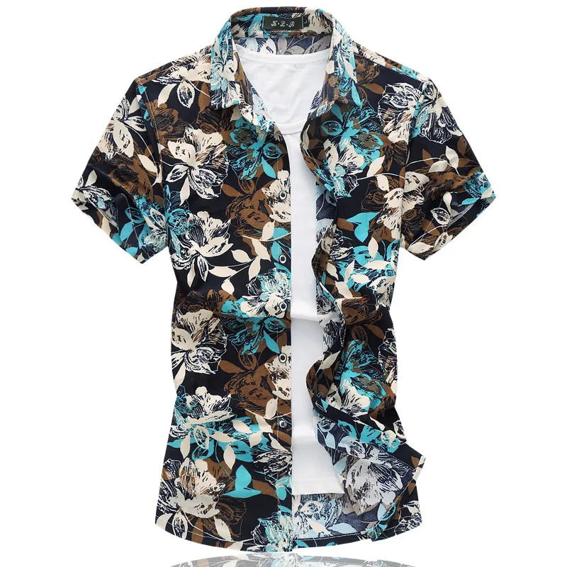 20 Цвета Новая мода короткий рукав шелк гавайская рубашка Для мужчин лето Повседневное цветочные рубашки Для мужчин плюс Размеры 3XL 4XL 5XL 6XL 7XL