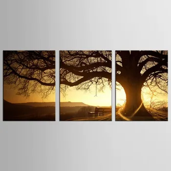 

3 Panel Modern Printed Tree Painting Picture Sunset Canvas Painting Wall Art Home Decor For Living Room