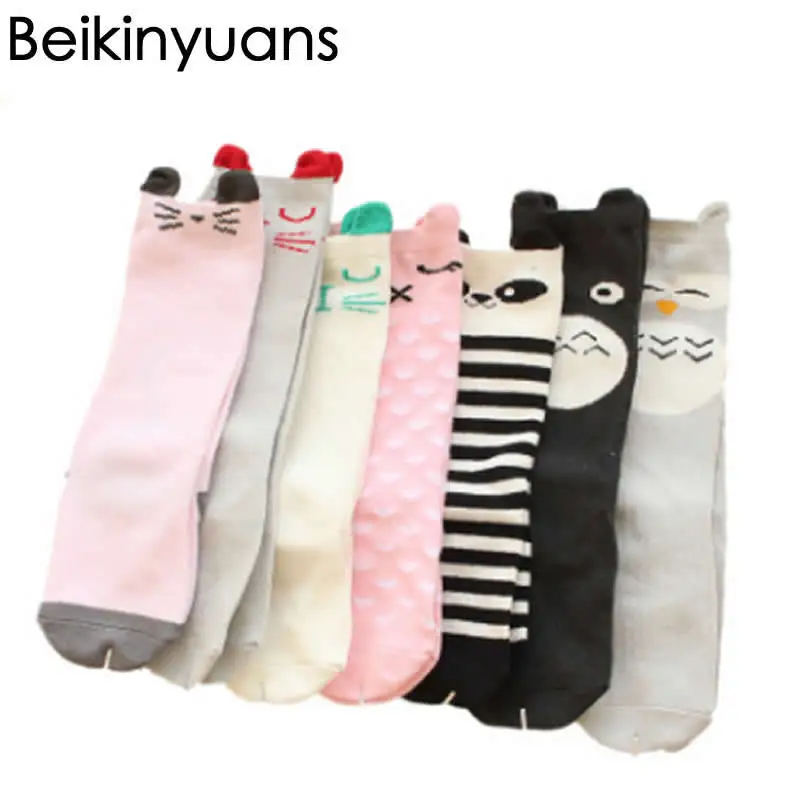

Cotton Socks Kids knee high Cute Cartoon Long sock creative tide cotton Toddler socks leg warm knee high