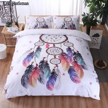 

Disc Wind Chimes Bedding Set Queen Size Feathers Duvet Cover White Bed Set Beautiful Bedclothes 3pcs Twin double Full king size