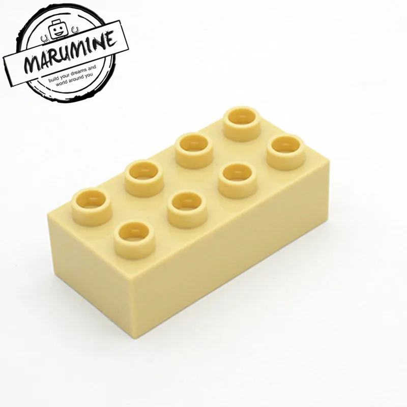 MARUMINE, большие кирпичи, 2x4, Duplo, блок, 30 шт./лот, классический набор, Обучающие игрушки, подарок для детей, сделай сам, набор строительных кирпичей - Цвет: Beige