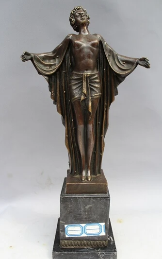 

S07176 17"Western Art sculpture Bronze Marble Great Sacred Priest Statue