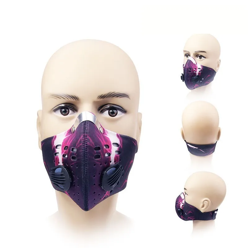 Велосипедная спортивная Лыжная маска из углепластика для лица Пылезащитная маска против загрязнений, выхлопной газ PM2.5, тактические клапаны 2 N99 фильтры для бега