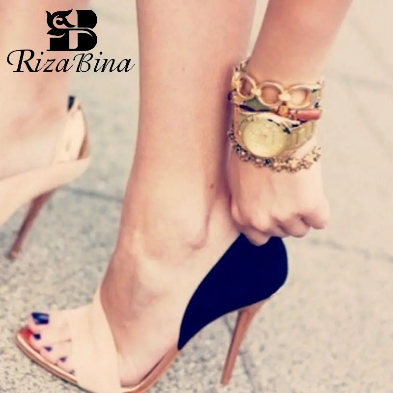 

RIZABINA 2019 New Fashion Spring Sandals Thin Heels Party Office Ladies Shoes Women Mixed Colors Sandals Sexy Club Size 36-40