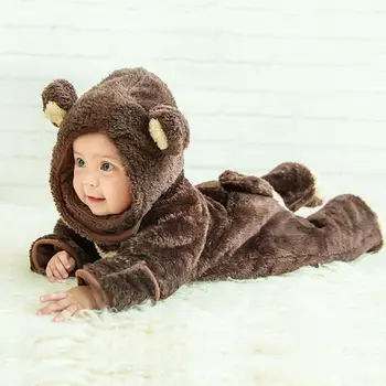 

Infant Winter Baby Clothes Thickened Romper High Fluffy Soft Fabric Anti-static Outwear Clothes Romper Animal Shape Clothes