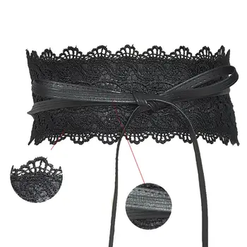 

New Fashion Solid Color Faux Leather Wide Lace Tie-up Women Waistband Dress Party Waist Band Belt Sash Decor