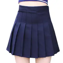 Синие плиссированные юбки с высокой талией, Женская юбка Harajuku, однотонная клетчатая мини-юбка трапециевидной формы в японском Корейском стиле, школьная форма, женские юбки