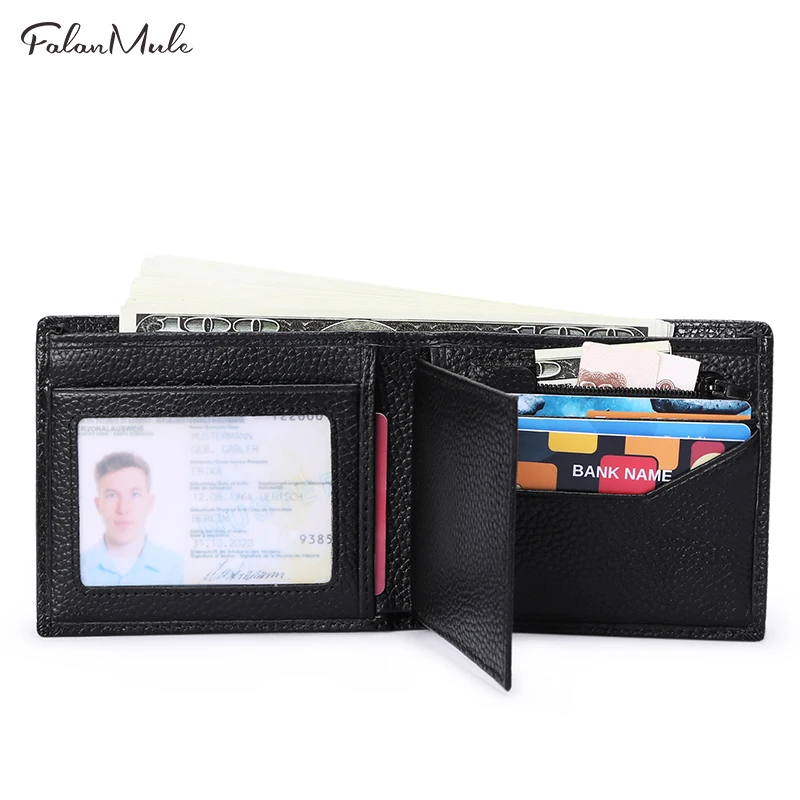 Falan Mule Умный кошелек RFID мужской анти натуральная кожа мужские кошельки тонкий