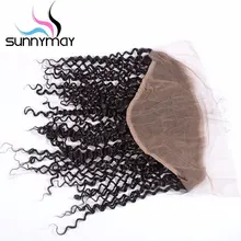 Sunnymay Kinky Curly Brazilian Virgin Hair Closure Natural Color Pre Plucked 13×6 Swiss Lace Frontal Baby Hair Bleached Knots