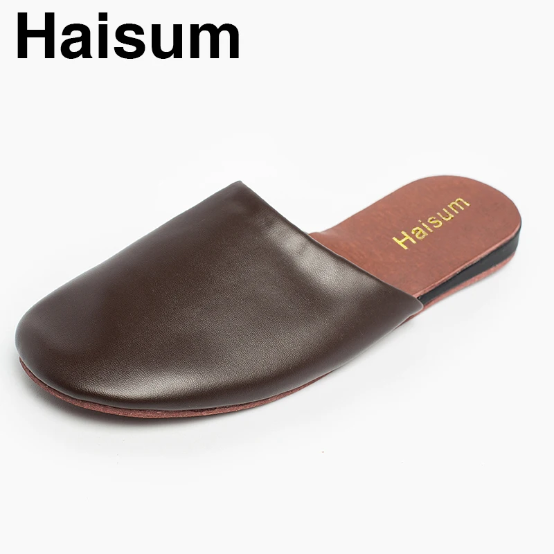 

Men's Slippers Spring And Autumn Pu Leather Home Indoor Non - Slip Thermal Slippers 2018 New Hot Haisum Tb002