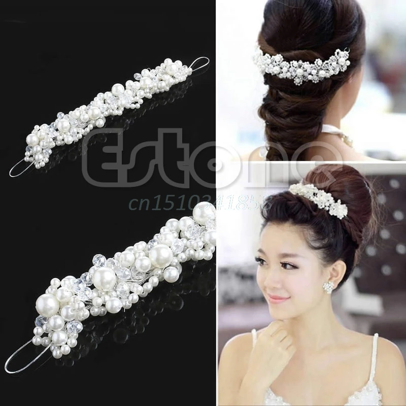 

Rhinestone Pearl Faux Wedding Bridal Prom Headband Tiara Headpiece Hair Clip New