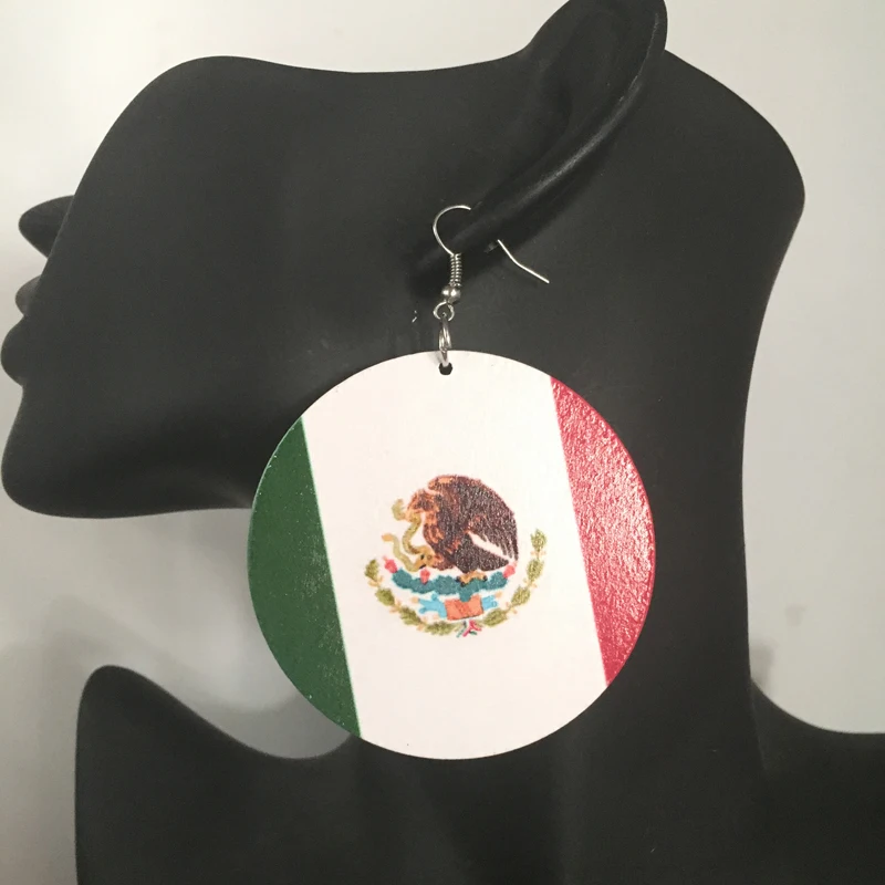 Деревянные серьги с изображением мексиканского флага|wooden earrings|mexican earringsearrings earring