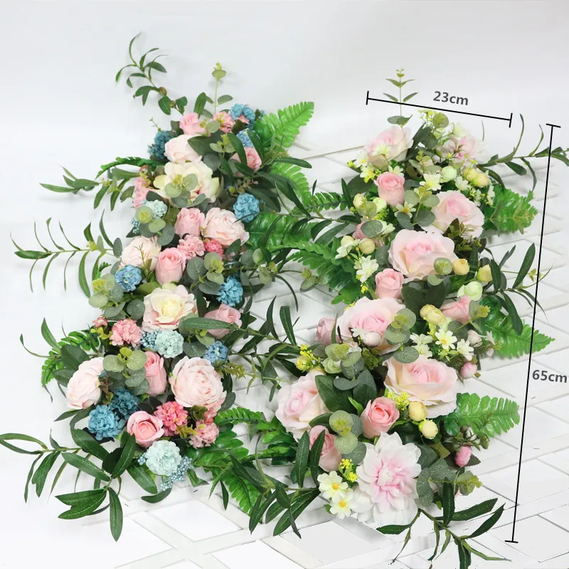 Flone Artificial Flower Row Luxurious Wedding Decor Rose Flower Row Silk Road Cited Flowers Arched DIY Background Flower Wall (15)