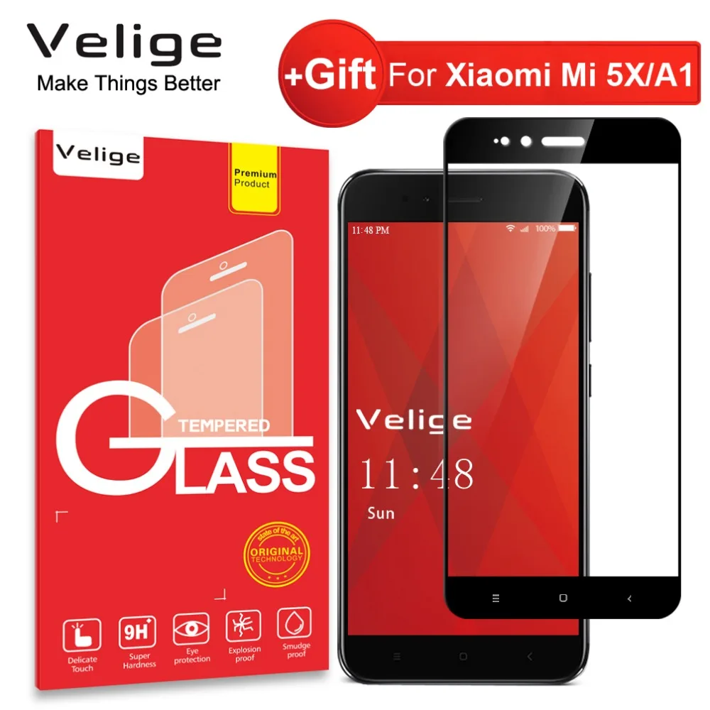 

Velige Full Cover Tempered Glass For Xiaomi Mi A1 5X Mi5X M5X 5 X Xiomi 5X A1 Screen Protector 9H Ultra Thin Glass Film