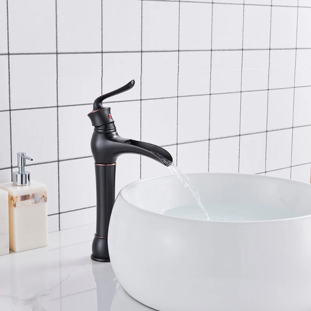 

New Arrival Oil Rubbed Bronze Basin Sink Faucet Single Hole Countertop Sink Mixer Deck Mounted Cold & Hot Mixer Tap
