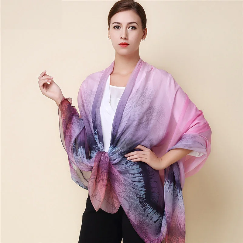 

High quality 100% mulberry silk scarf natural real silk Women Long scarves Shawl Female hijab wrap winter new arrival