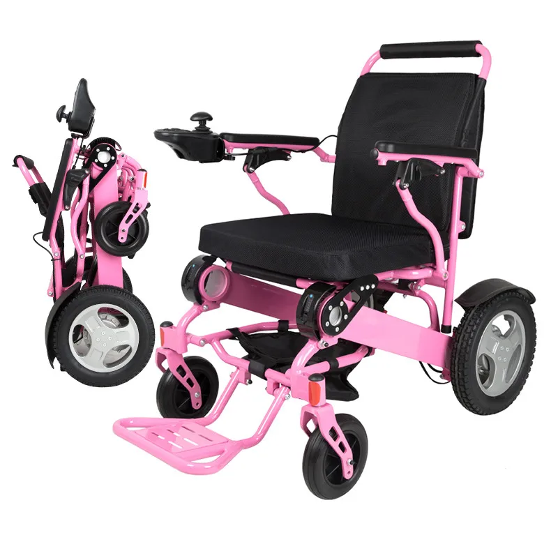 

Folding electric wheelchair portable lightweight brushless power travel electric wheelchair