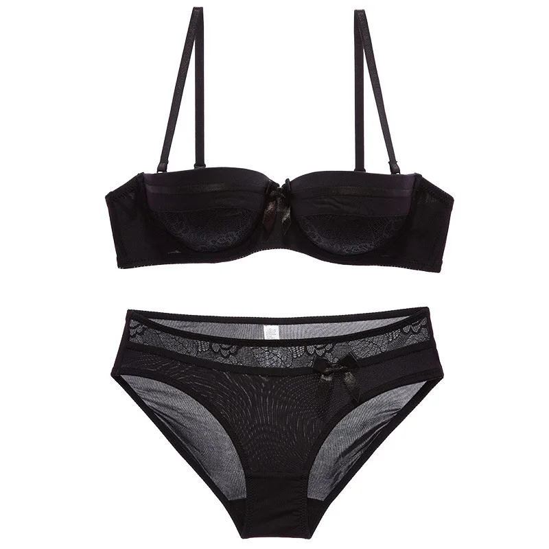 Brand Sexy Bra Set Gothic Retro Luxury Sheer Lace Bows Lingerie France Elegent Demi Thin Cup Push Up Underwear Ladies Intimates Brand Sexy Bra Set Gothic Retro Luxury Sheer Lace Bows Lingerie France Elegent Demi Thin Cup Push Up Underwear Ladies Intimates