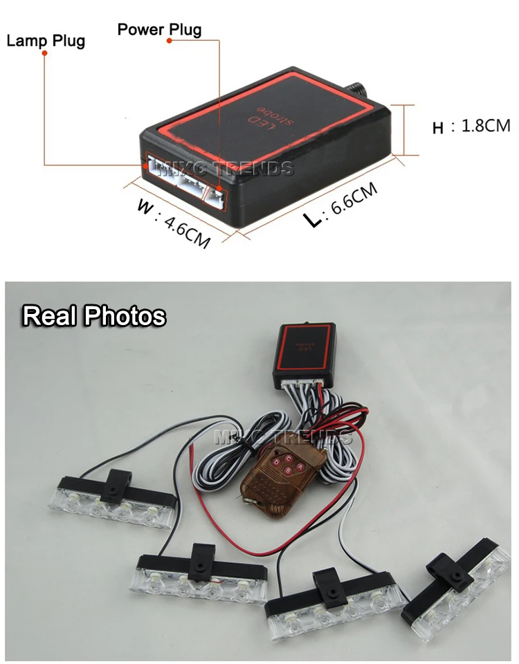 4x4LED беспроводной пульт дистанционного управления 12 в автомобильный стробоскоп Предупреждение ющий светильник мигающий мигалка DRL скорая помощь полицейский Дневной светильник s