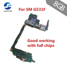 Бренд Jun Fun используется разблокированная материнская плата для samsung Galaxy G531F 8 Гб Европейская версия логическая плата со всеми ЧИПАМИ Android
