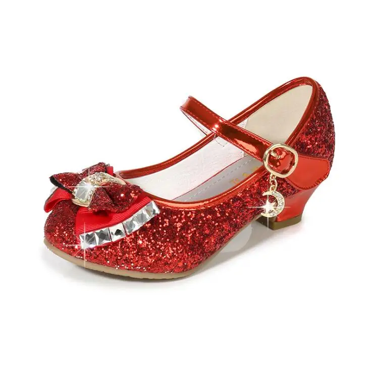 Разнопарая детская обувь для девочек на высоком каблуке Горячая распродажа новые детские розовые золотые серебряные туфли студенческие