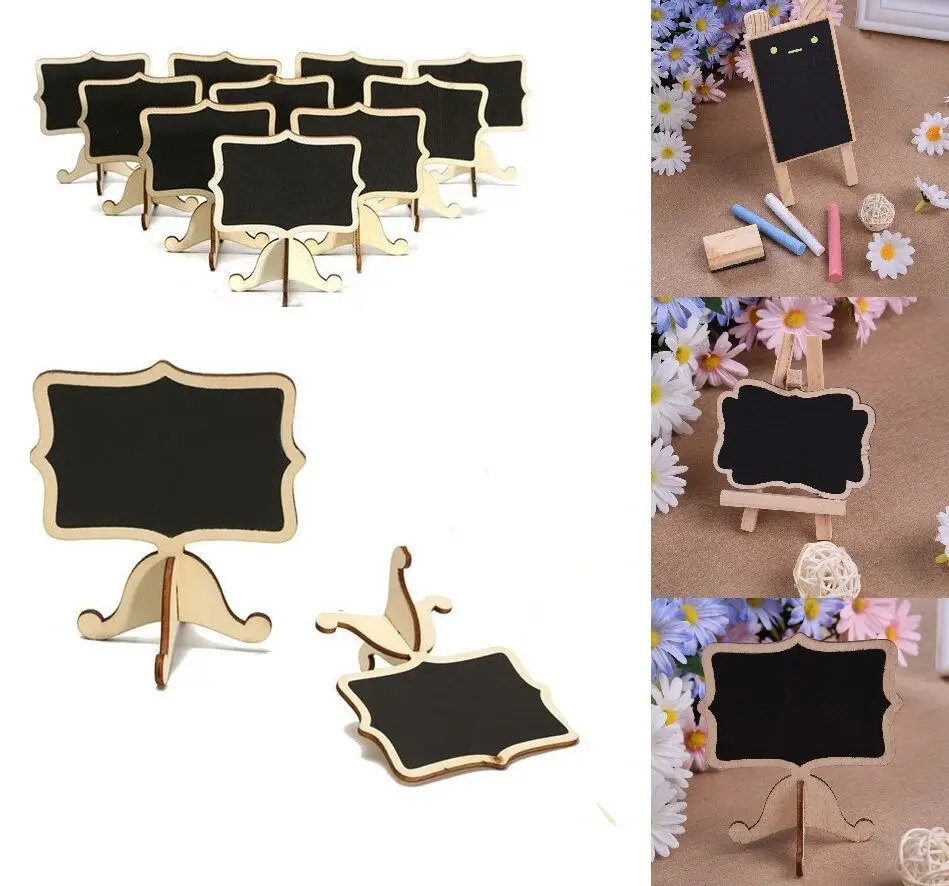 

10Pcs Mini Small Wooden Chalk Blackboard Wedding Kitchen Restaurant Signs Chalkboard Writing Notice Message Place Card Holder