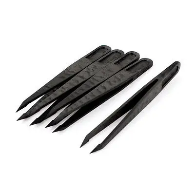 

5 Pcs Black Carbon Fabric Tip Head ESD Safe Anti Static Tweezer Repair Tool