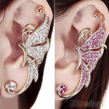 

Women Fashion Butterfly Shape Left Ear Clip Clamp Earring Jewelry Gift Ear Cuff Clip Golden Earring Ear Stud